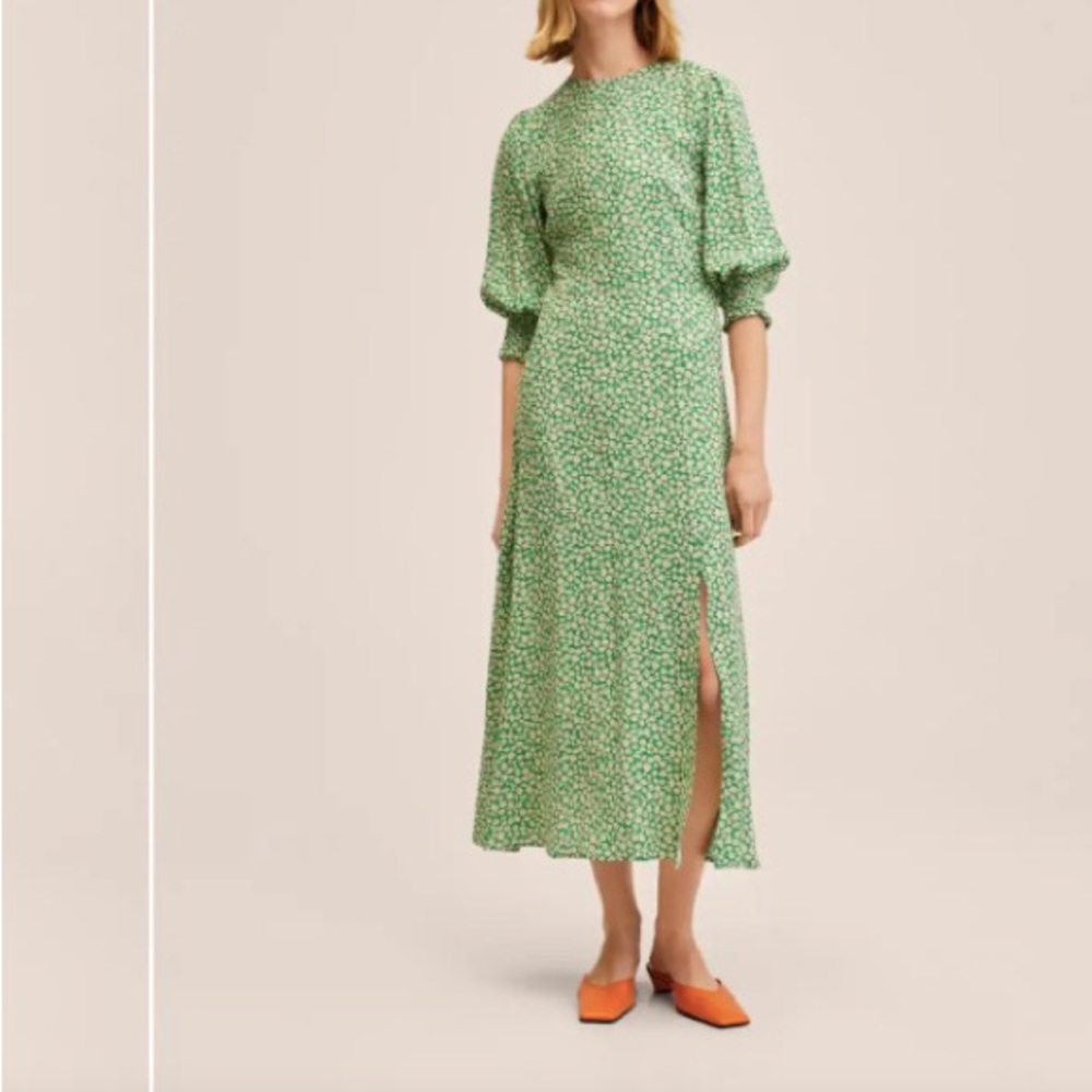 Mango Green Floral Midi Dress